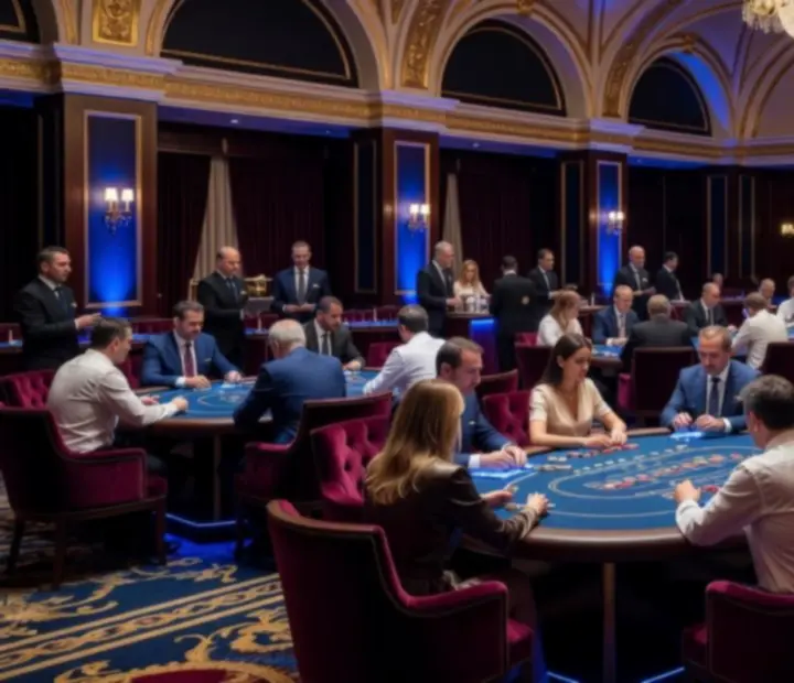 Vue intérieure d'un casino français autorisé avec salle de tournoi
