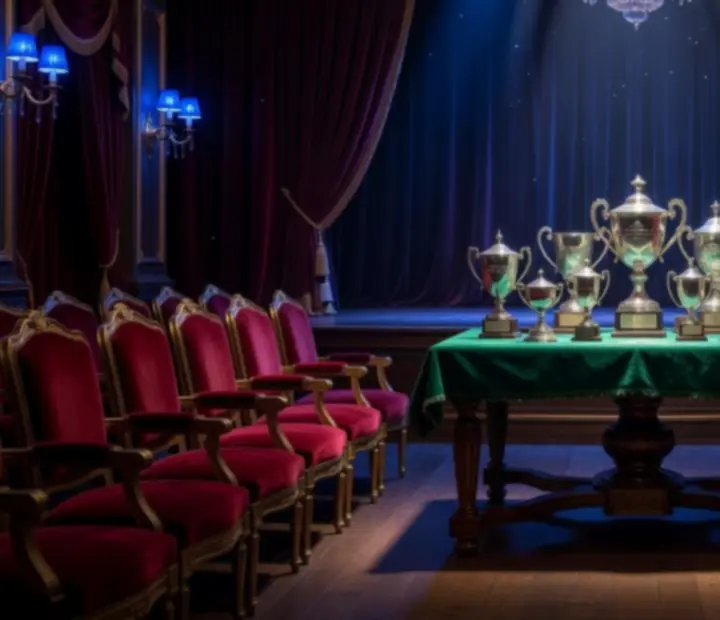 Scène de tournoi vintage avec éclairage chaud, illustrant le Hall of Fame